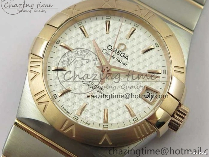 0115 Stylish Constellation 38mm SS RG VSF 1:1 Best Edition WhiteTextured Dial on SS RG Bracelet A8500 Super Clone 7921